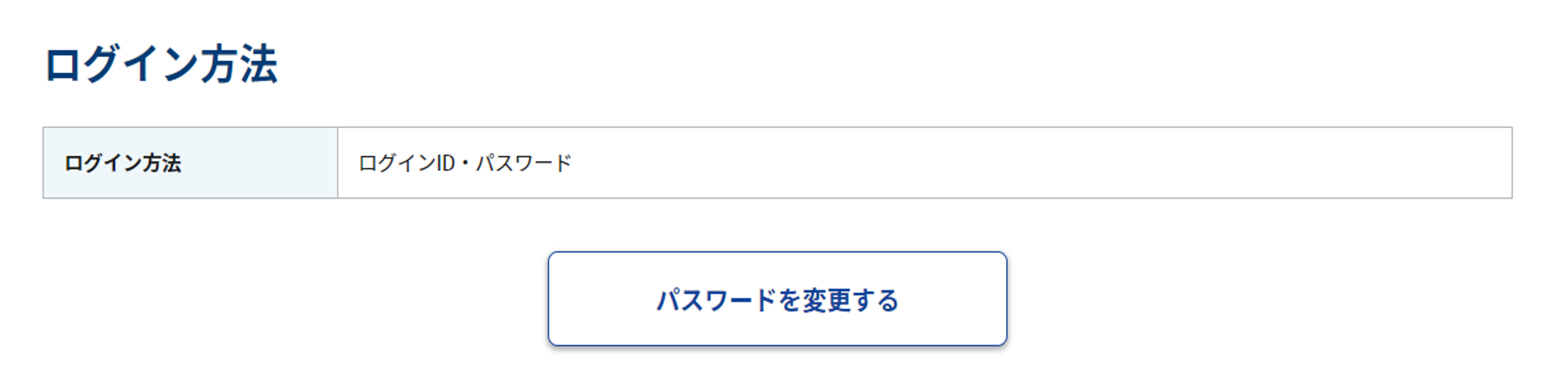 アカウント情報画面内「ログイン方法」のスクリーンショット